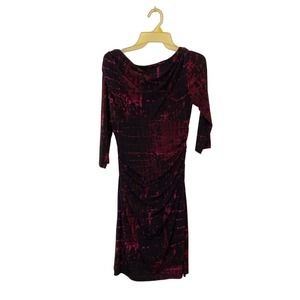 Adrianna Papell Shirred Ruched Longsleeve Womens Dress Size 4